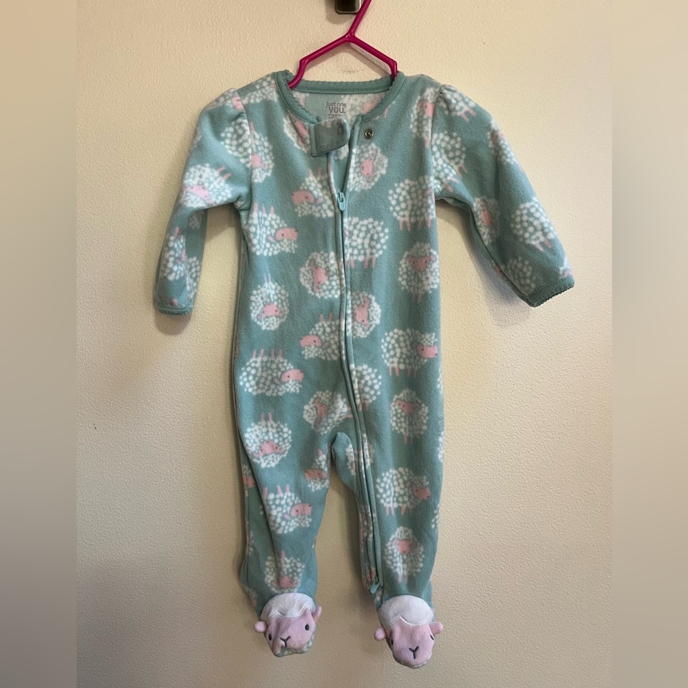 Carter's Green Sheep Print Footie